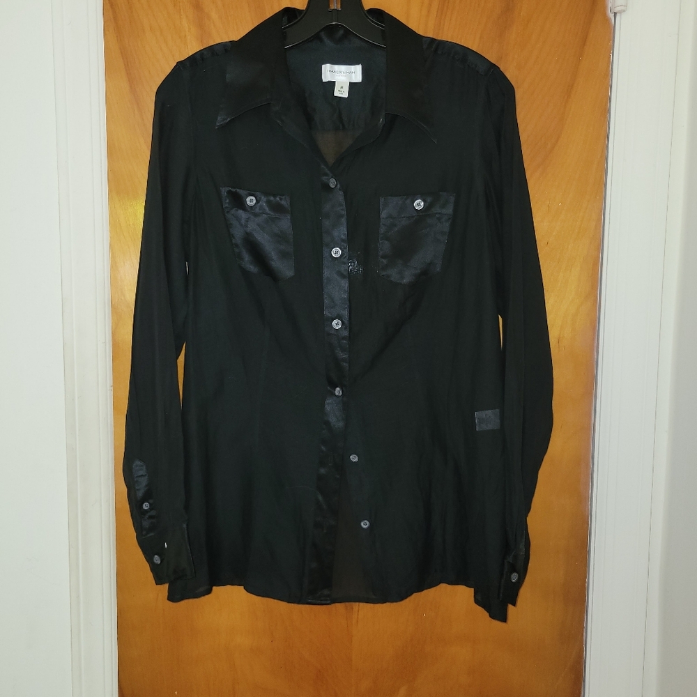 Issac Mizrahi for Target Sheer Shirt with Sateen Details - Size M